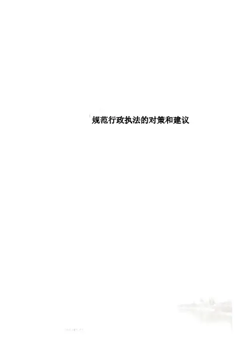 规范行政执法的对策和建议