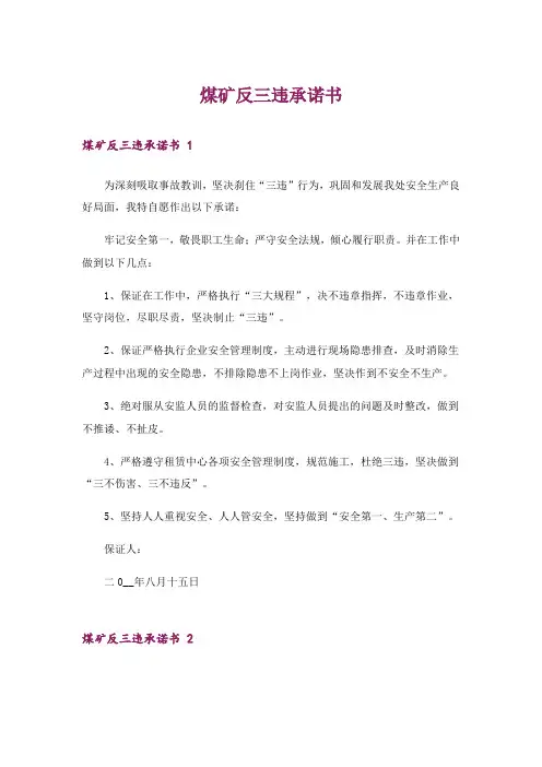 煤矿反三违承诺书 _1