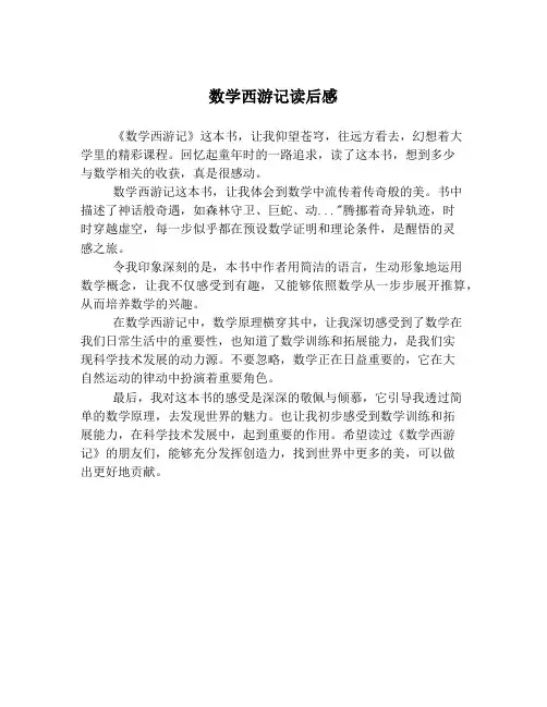 数学西游记读后感