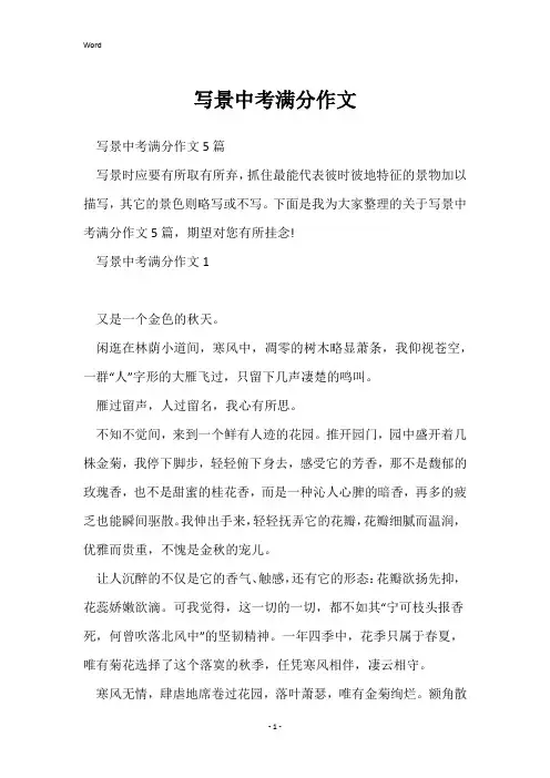 写景中考满分作文