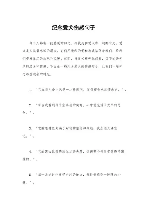 纪念爱犬伤感句子