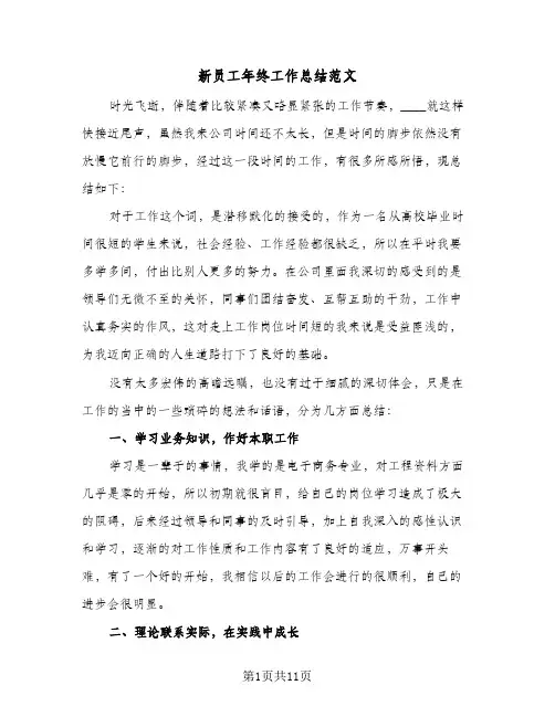 新员工年终工作总结范文（5篇）