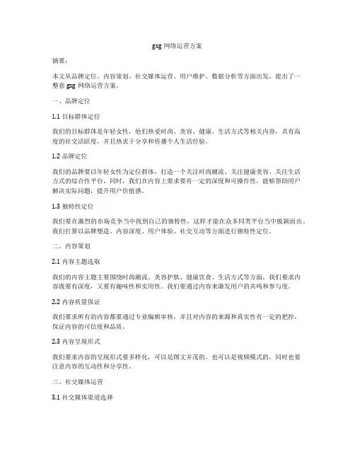 gxg网络运营方案