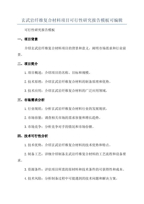 玄武岩纤维复合材料项目可行性研究报告模板可编辑