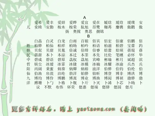 2012龙年几千个好听的男女宝宝名字大全