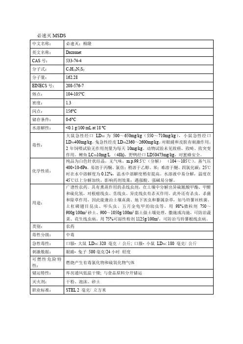必速灭MSDS