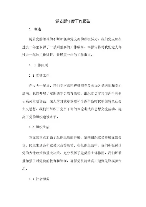 党支部年度工作报告总结