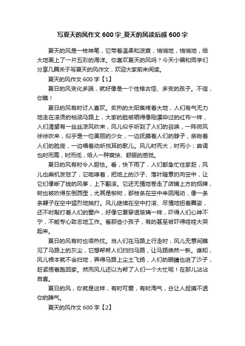 写夏天的风作文600字_夏天的风读后感600字