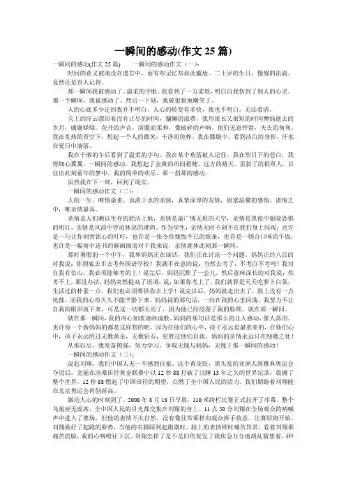 一瞬间的感动(作文25篇)