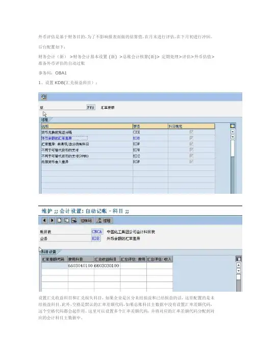 SAP外币评估操作