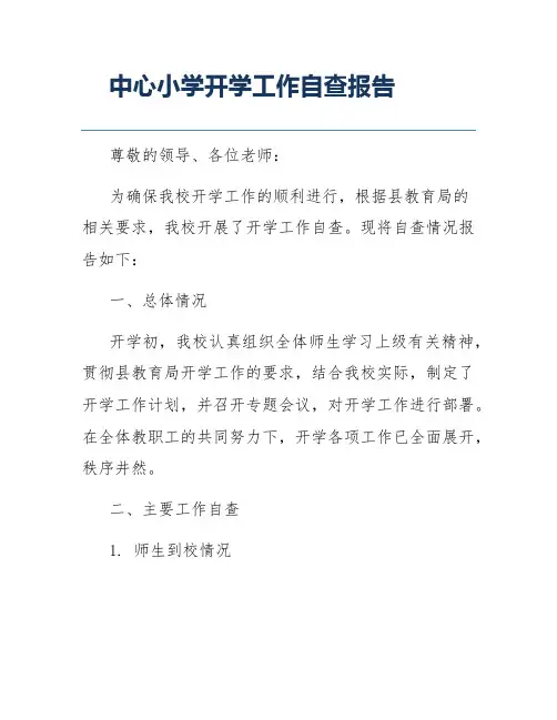 中心小学开学工作自查报告