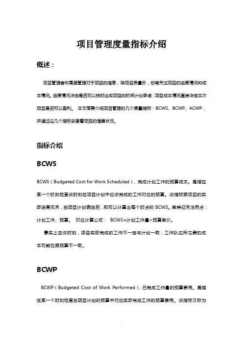 项目度量指标介绍