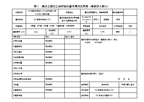 建设工程竣工消防验收基本情况记录表