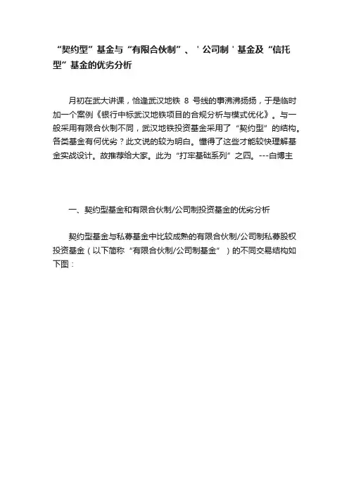 “契约型”基金与“有限合伙制”、＇公司制＇基金及“信托型”基金的优劣分析