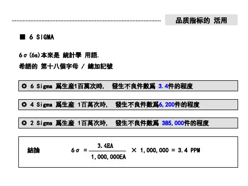 6 sigma及水平对照表