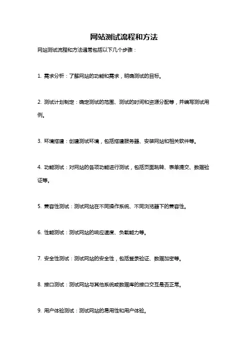 网站测试流程和方法