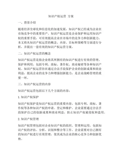 知识产权运营 方案