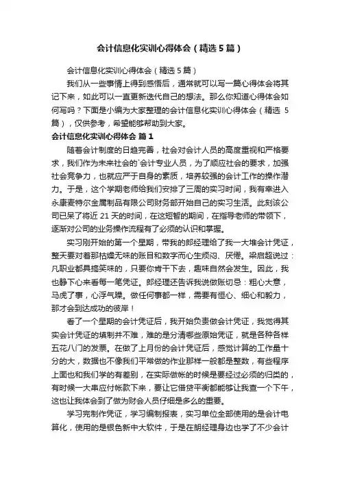 会计信息化实训心得体会（精选5篇）