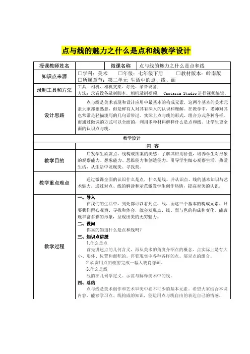 七年级美术      点与线的魅力之什么是点和线教学设计