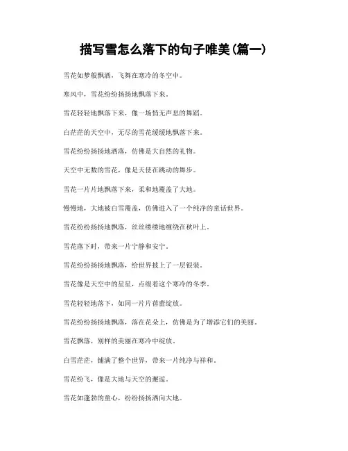 描写雪怎么落下的句子唯美(精选合集2篇)