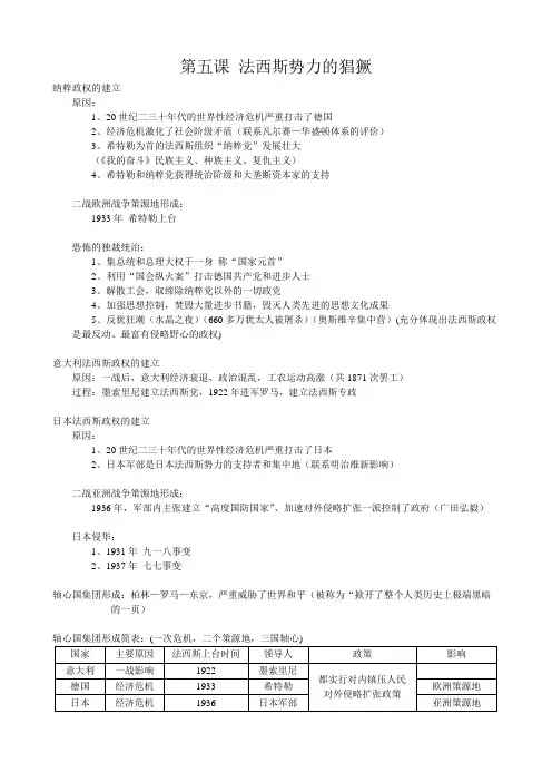第五课 法西斯势力的猖獗