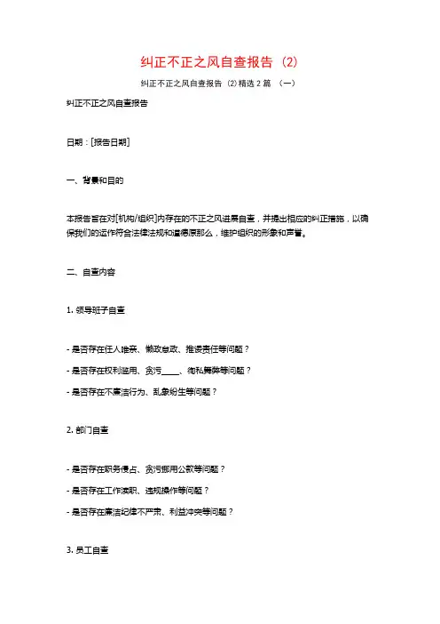 纠正不正之风自查报告2篇