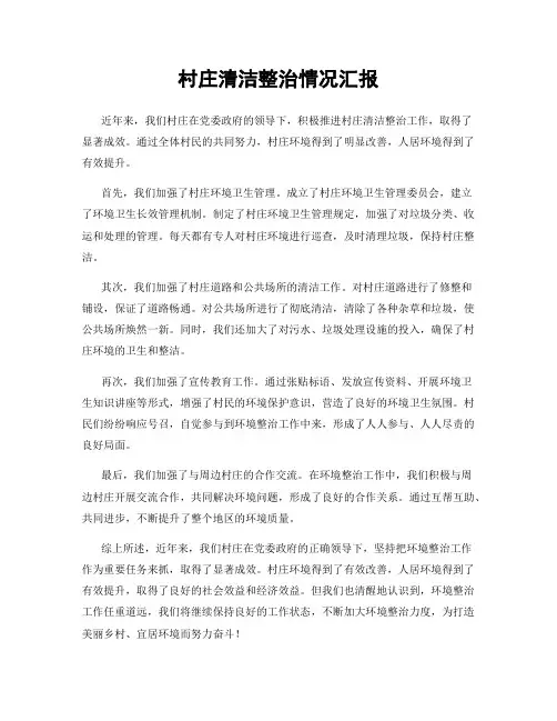 村庄清洁整治情况汇报