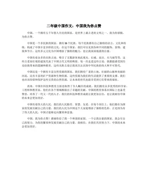 二年级中国作文：中国我为你点赞