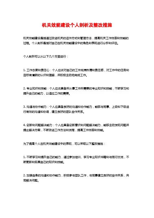 机关效能建设个人剖析及整改措施