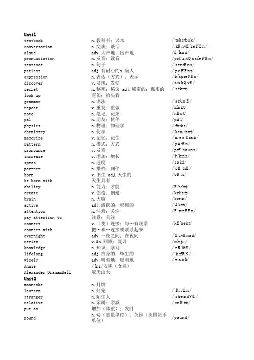 2014版人教版英语九年级全一册单词表(有音标)