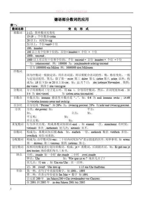 德语部分数词的应用汇总