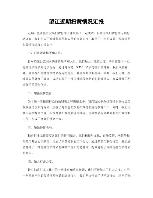 望江近期扫黄情况汇报