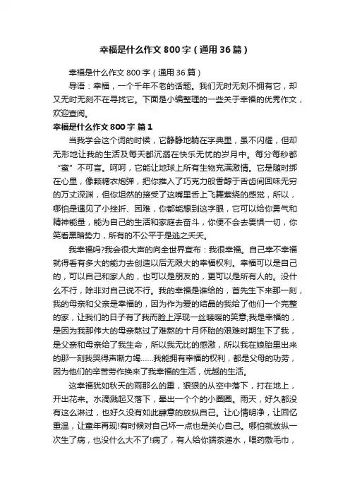幸福是什么作文800字（通用36篇）
