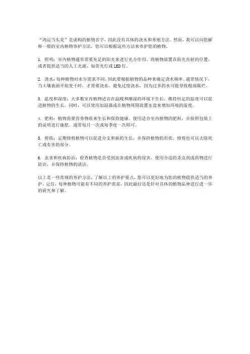 鸿运当头花怎么浇水怎么养