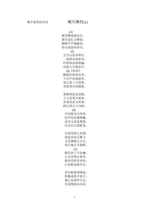 数学老师的诗词   藏头嫩枝(1)