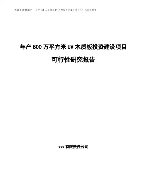 年产800万平方米UV木质板投资建设项目可行性研究报告