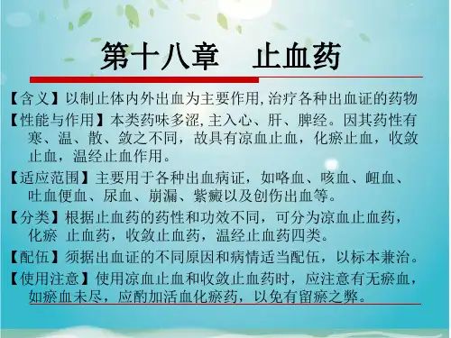 止血药第节凉血止血药