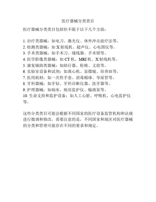 医疗器械分类类目