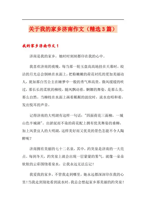 关于我的家乡济南作文(精选3篇)