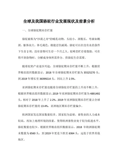 全球及我国骆驼行业发展现状及前景分析