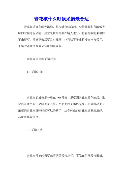 青花椒什么时候采摘最合适