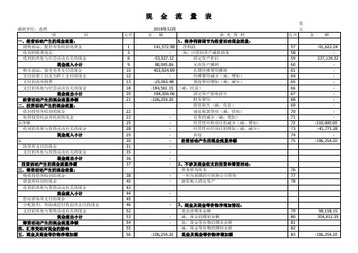 现金流量表(2018年盎然)