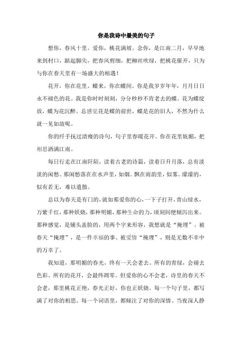 你是我诗中最美的句子