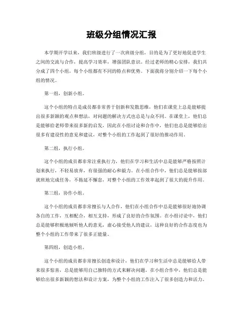 班级分组情况汇报