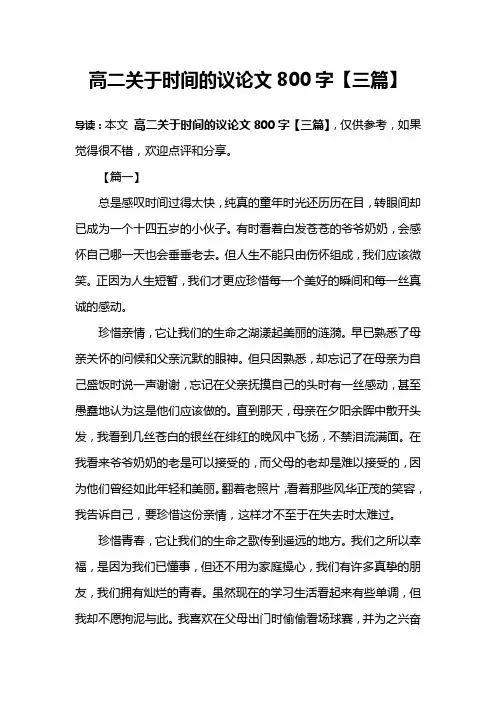 高二关于时间的议论文800字【三篇】