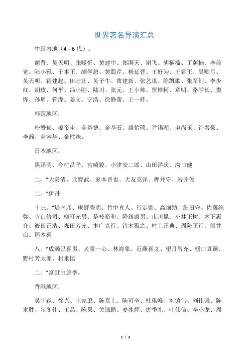 世界著名导演汇总