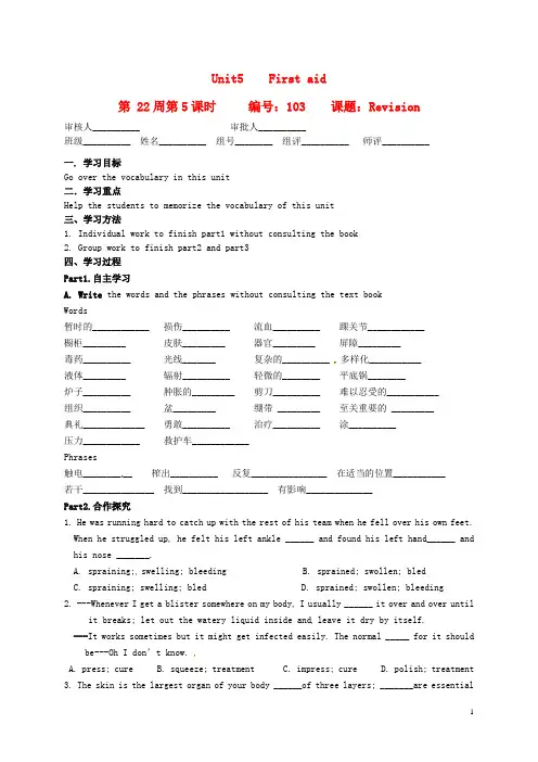 陕西省神木县第六中学高中英语 Unit5 Revision学案(无