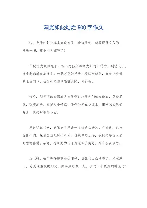 阳光如此灿烂600字作文