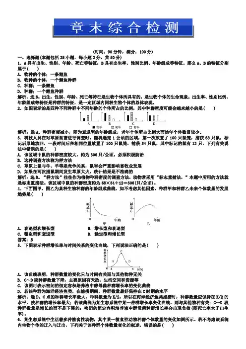 (人教版)生物必修三：第4章-章末综合检测(含答案)