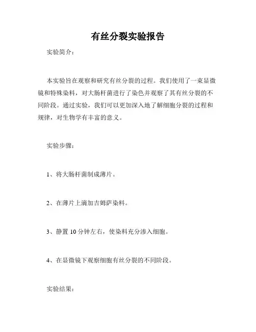 有丝分裂实验报告